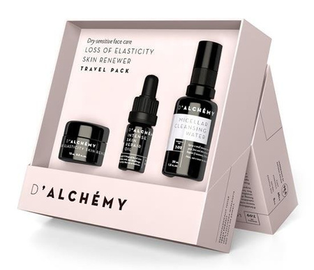 D'Alchemy Loss Of Elasticity Skin Renewer zestaw krem do cery suchej i wrażliwej 15ml + olejek do twarzy 5ml + płyn micelarny 30ml