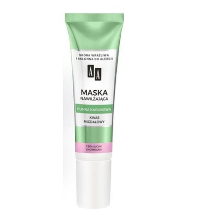 AA Carbon & Clay maska nawilżająca glinka kaolinowa + kwas migdałowy cera sucha/normalna 30ml