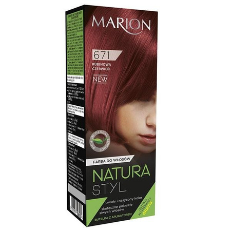 Marion Natura Styl farba do włosów 671 Rubinowa Czerwień 80ml + odżywka 10ml