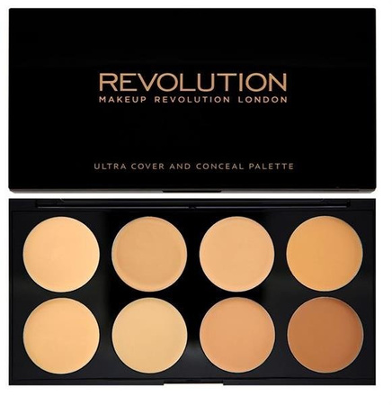 Makeup Revolution Ultra Professional Cover & Concealer Palette paleta 8 korektorów Light-Medium 10g
