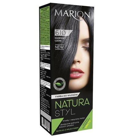 Marion Natura Styl farba do włosów 610 Głęboka Czerń 80ml + odżywka 10ml