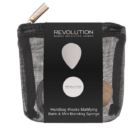 Makeup Revolution Handbag Hacks zestaw Mattifying Balm mini balsam matujący+ Mini Blending Sponge gąbeczka