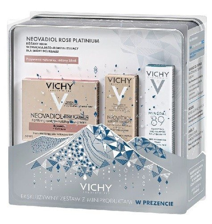 Vichy Neovadiol Rose Platinium różany krem wzmacniająco-rewitalizujący 50ml+Neovadiol krem na noc 3ml+Mineral 89 10ml ZESTAW
