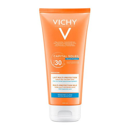 Vichy Capital Soleil Beach Protect SPF 30 mleczko ochronne Multi-Protection z kwasem hialuronowym 200 ml