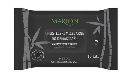 Marion Detox chusteczki micelarne do demakijażu z aktywnym węglem i pędami bambusa 15szt
