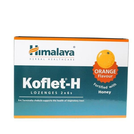Himalaya Herbal Healthcare Koflet-H pastylki na kaszel i ból gardła Pomarańcza 12szt