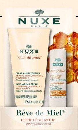 Nuxe Reve de Miel Pomadka do ust 4g + Reve de Miel krem do rąk 30 ml ZESTAW
