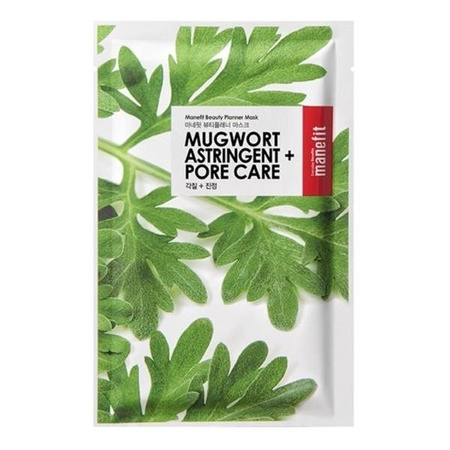 Manefit Beauty Planner Mask Mugwort Astringent + Pore Care oczyszczająca zwężająca rozszerzone pory celulozowa maseczka w płachcie 25g