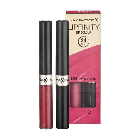 Max Factor Lipfinity Lip Colour trwała pomadka do ust 024 Stay Cheerful 2,3ml + Top Coat 1,9g