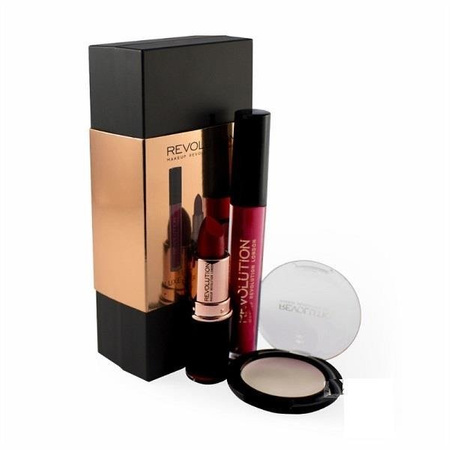 Makeup Revolution Luxe Shade Blocks 2017 Matte Black zestaw do makijażu Iconic Pro Lipstick błyszczyk + Lip Amplification pomadka+ Strobe Balm rozświetlacz