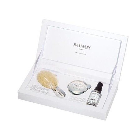 Balmain Silver Spa Brush Mini zestaw mini szczotka do włosów + mini lusterko + Silk Perfume 50ml