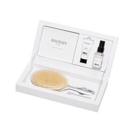 Balmain Silver Spa Brush zestaw srebrna szczotka do włosów + Silk Perfume 50ml + Argan Elixir 20ml