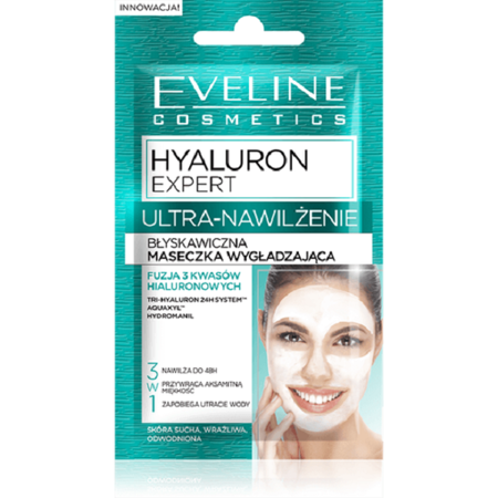 Eveline Cosmetics Hyaluron Expert Ultra-nawilżenie błyskawiczna maseczka wygładzająca 3w1 7ml