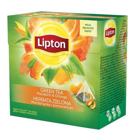 Lipton Green Tea herbata zielona Mandarynka i Pomarańcza 20 piramidek 36g