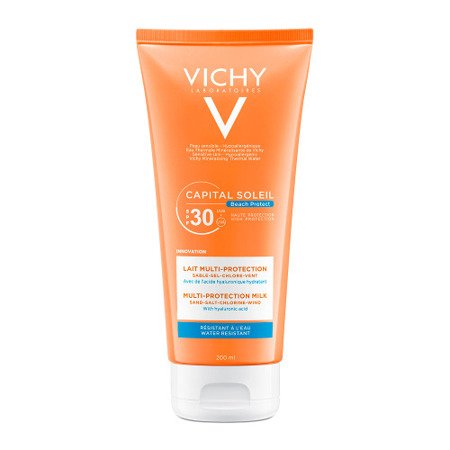 Vichy Capital Soleil Beach Protect SPF 30 mleczko ochronne Multi-Protection z kwasem hialuronowym 200 ml